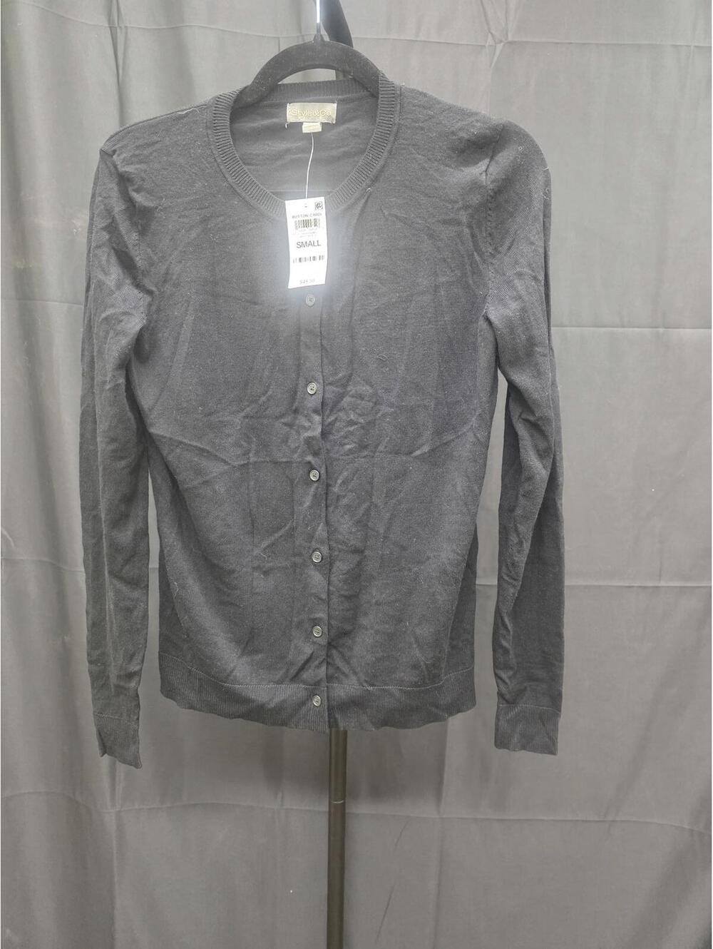 Style & Co Women’s Button Up Cardigan Sweater Deep Black S